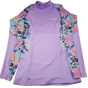 Decathlon OLAIAN Girls Purple Orchid Rash Guard UPF 50 Size 10/12